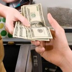 cashier handing money